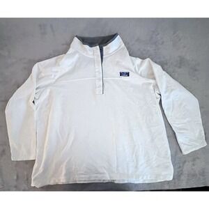L.L. Bean Men's 3XL Quarter Zip Pullover White 100% Cotton‎ Mock Neck Casual